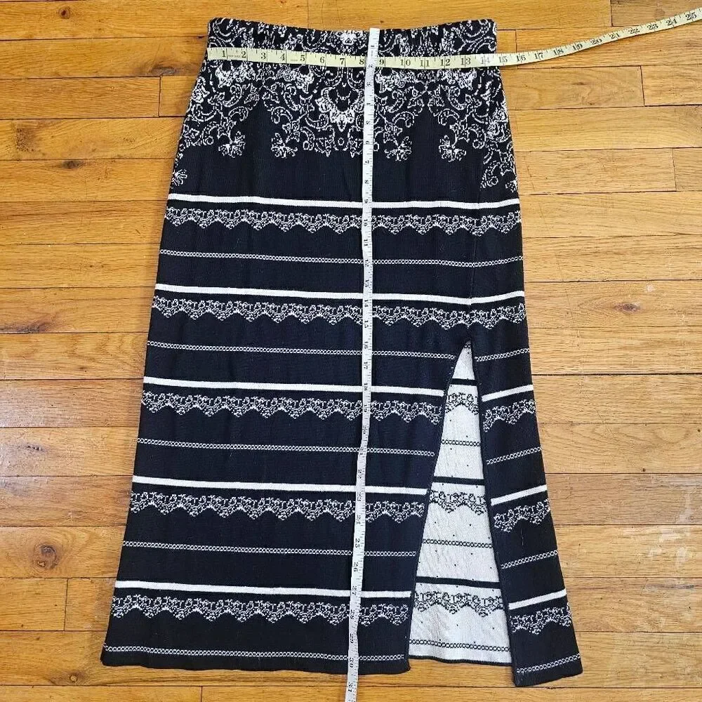 Free People Black Knit A Line Midi Skirt Medium